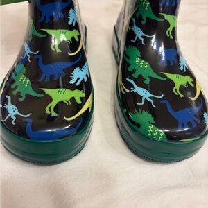 Kids Dinosaur Rain Boots - Black and Green
